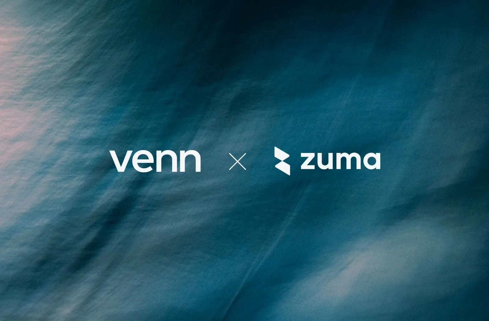 Venn and Zuma logo lockup on a blue textured background